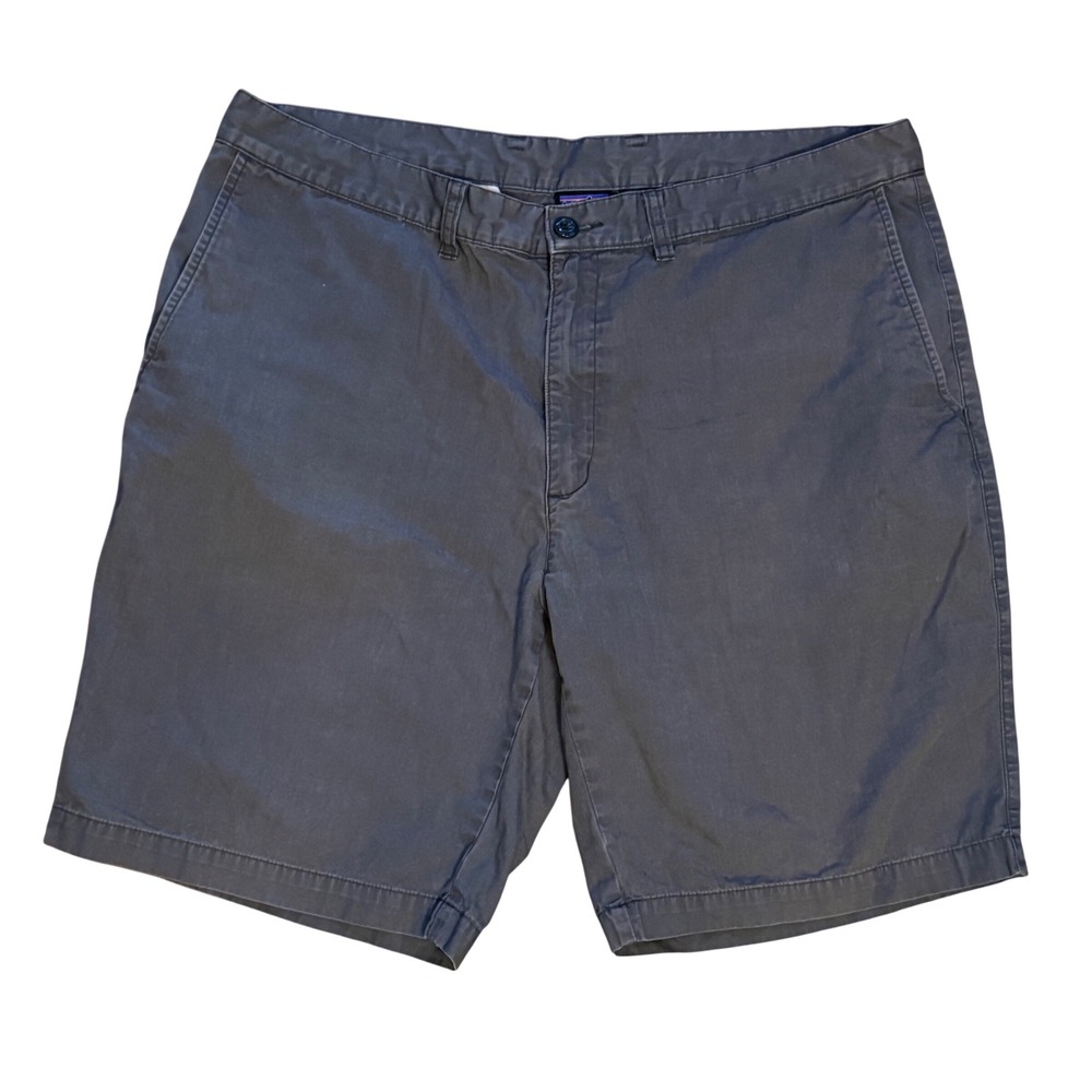 Patagonia Mens Organic Cotton Chino Shorts Gray Sz 38 Flat Front Casual Outdoor